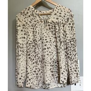 Rails Top Long Sleeve Animal Cheetah Leopard‎ Print Blouse Rayon Women’s Large